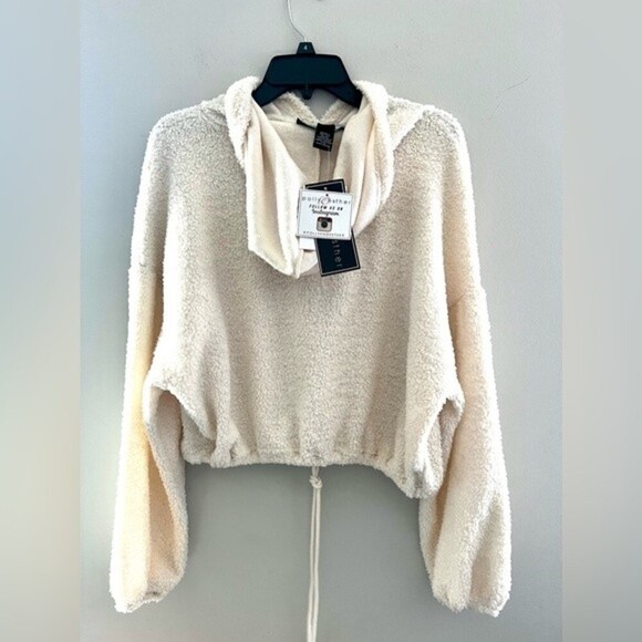 NWT! POLLY & ESTHERJuniors' Drawstring-Hem Faux-Sherpa Faux Sherpa Hoodie XL - Picture 7 of 8